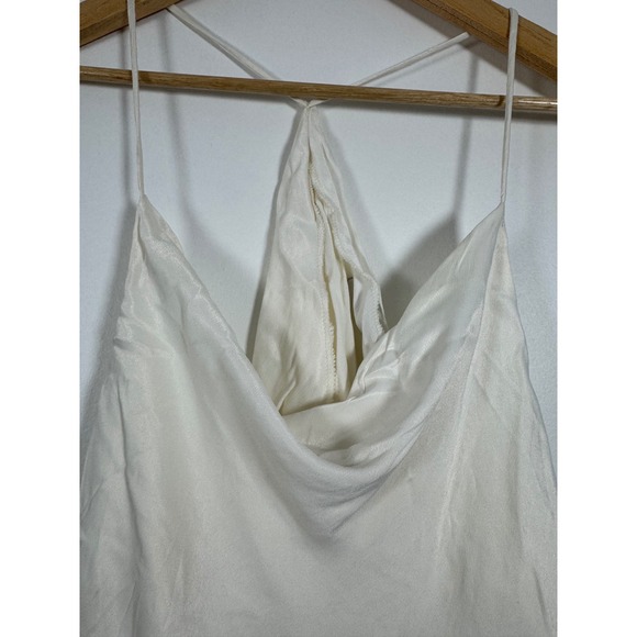 Zara Cowl Neck Camisole Women Small Ivory Satin Spaghetti Strap Tank Top - Picture 4 of 7